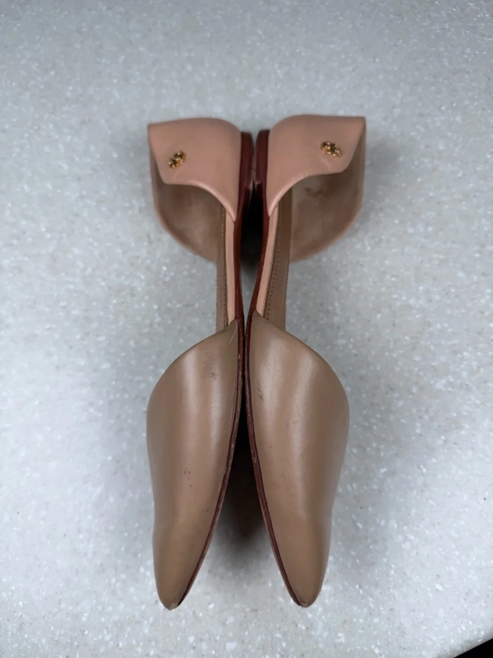 Tory Burch Two-Tone Viv D'Orsay Flat in Beige/Tan Sz 7.5 M